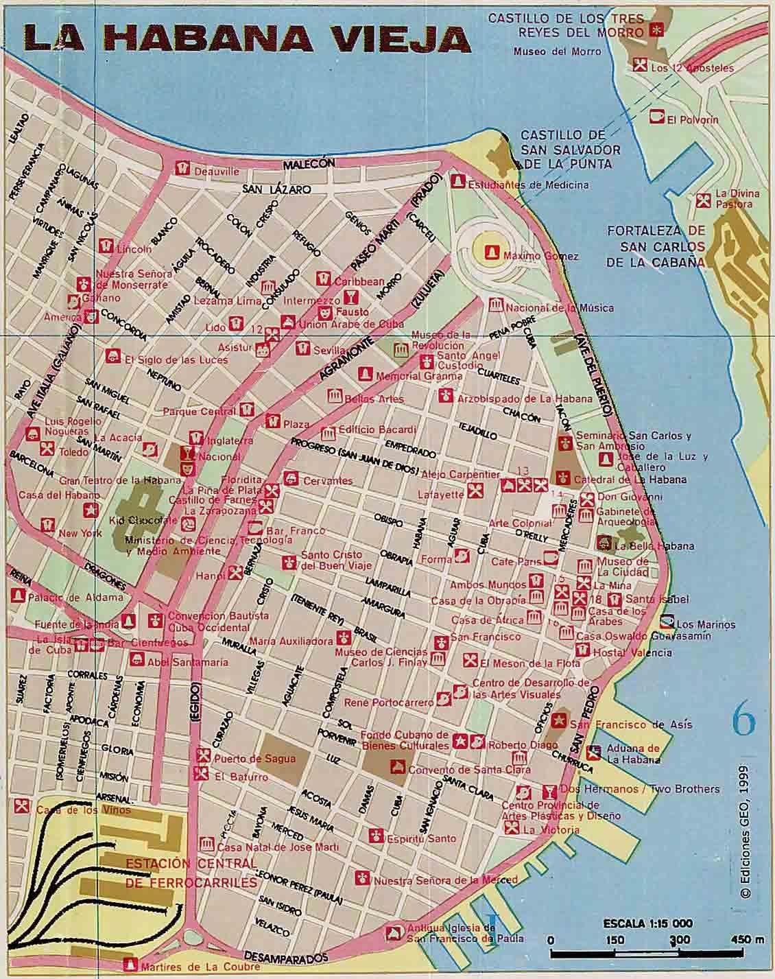velha Havana, Cuba mapa
