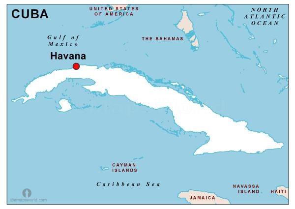 mapa de capital de Cuba