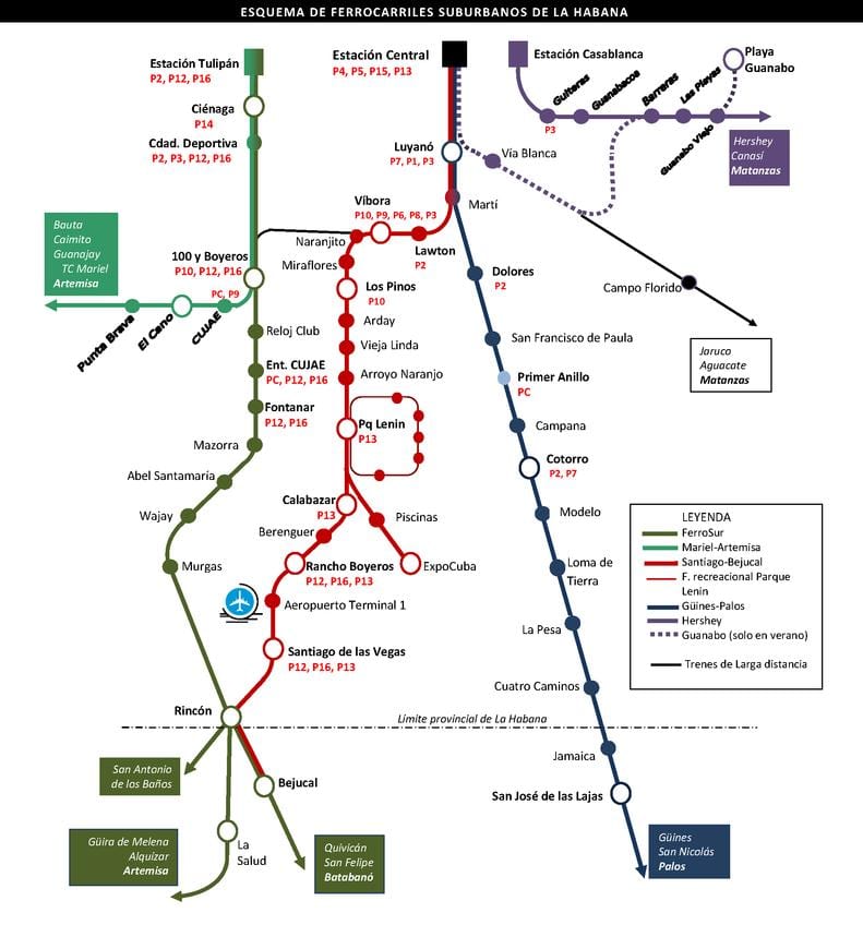 Havana ônibus de excursão mapa