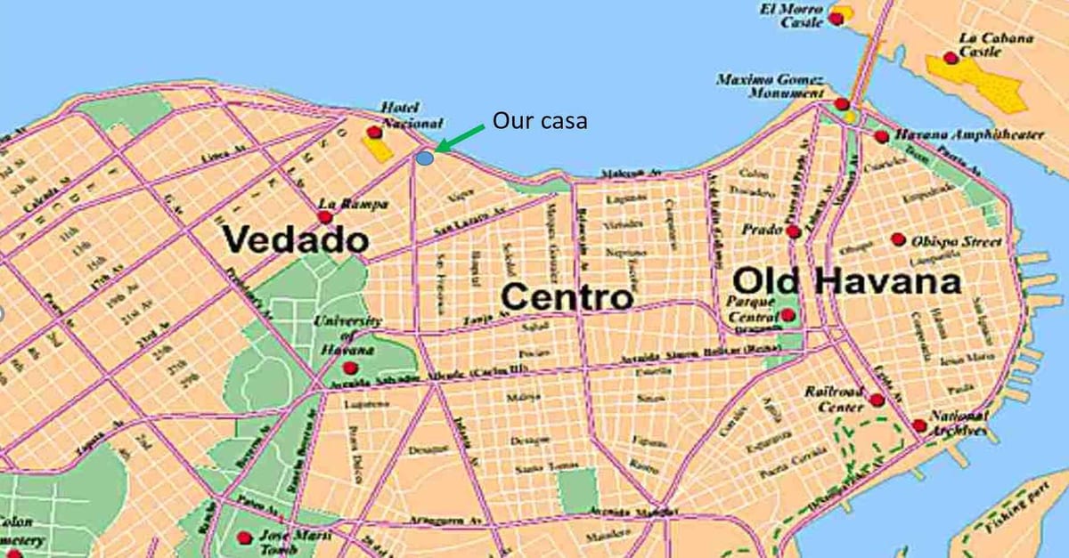 mapa de Havana, Cuba bairro
