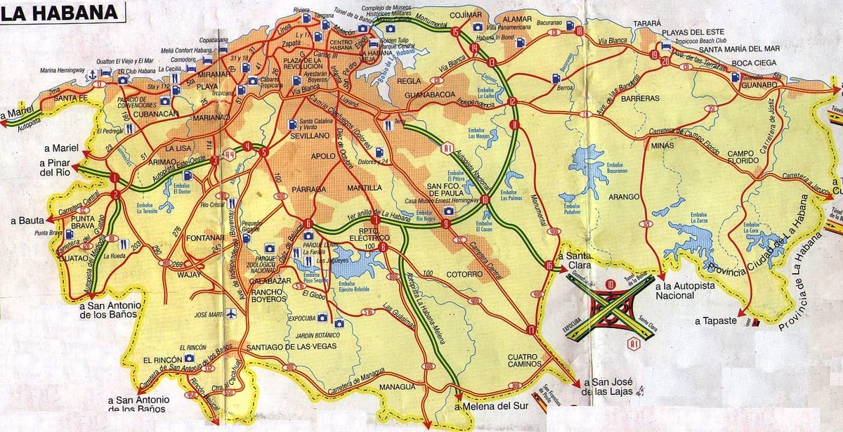 Havana, Cuba, em um mapa