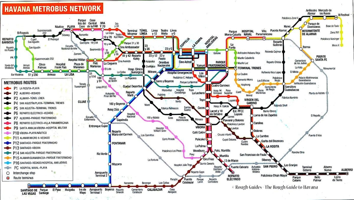 mapa de Havana ônibus