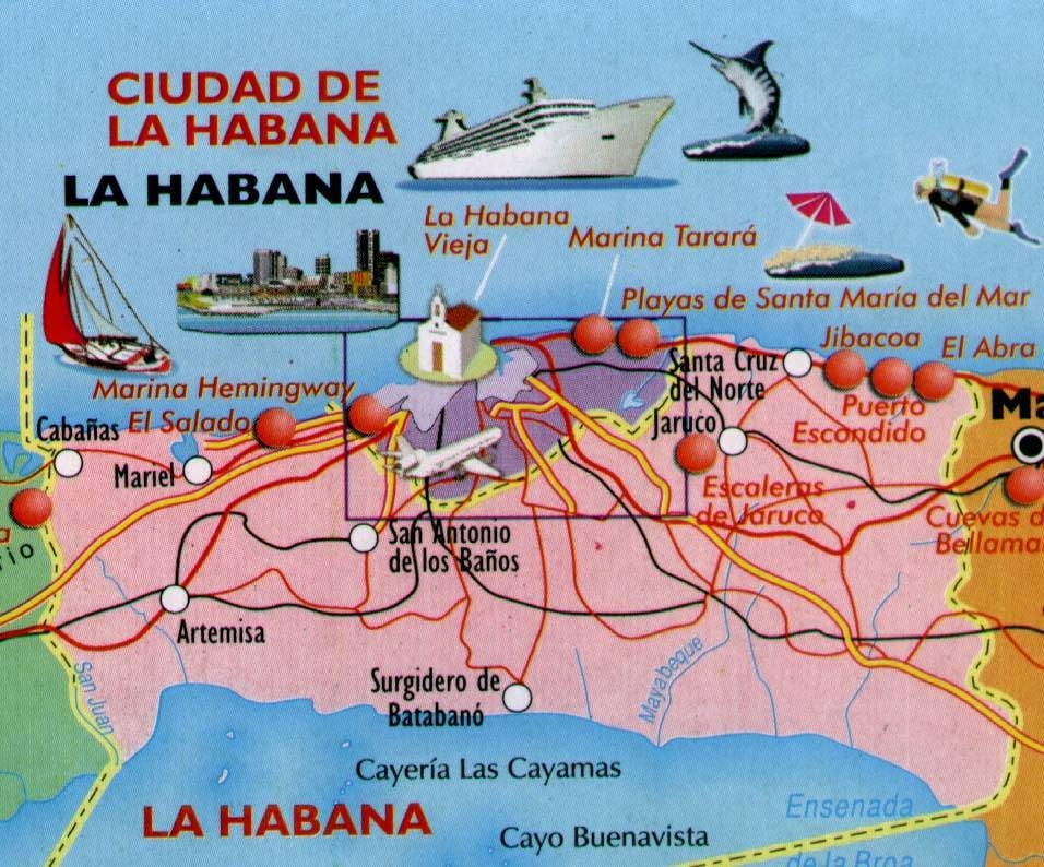 mapa de Havana praias