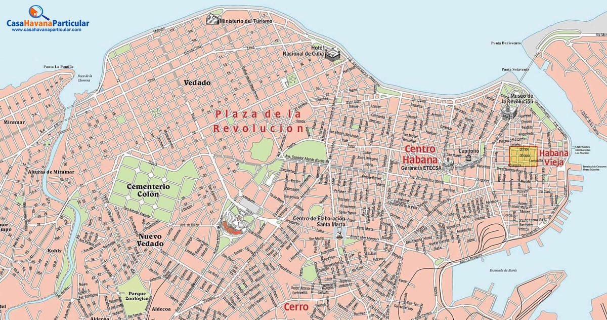mapa de ruas de Havana velha Cuba