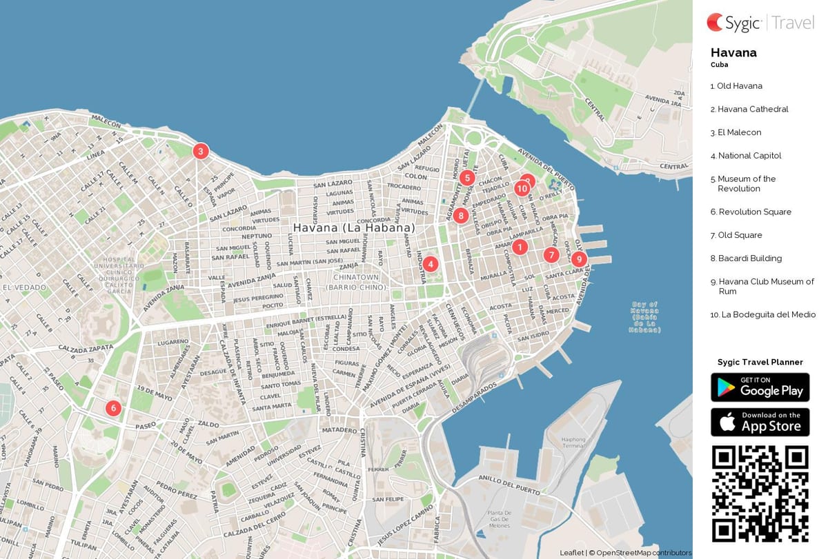 mapa de ruas de Havana turísticas