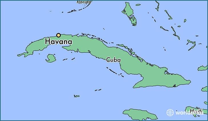 Havana, Cuba no mapa
