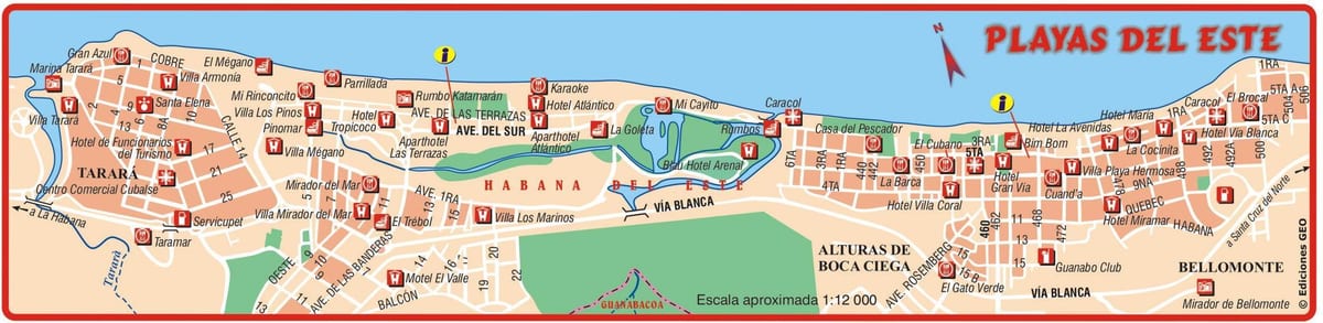 mapa de playa del este Cuba